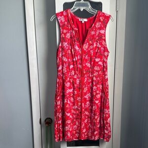 Floral Sleeveless Red Dress